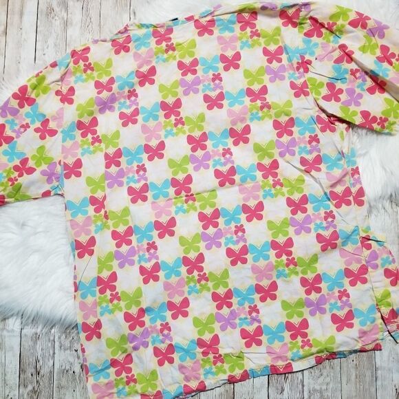 Barco multicolored butterfly design scrub top - Picture 4 of 4